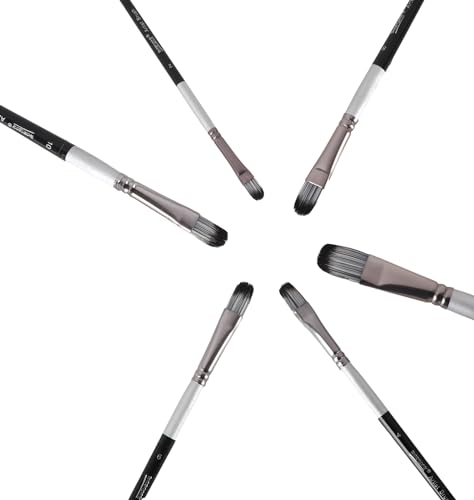 Image of Worison 6 Pc Filbert Paintbrush Set in Synthetic Bristle for Water, Poster Color and Acrylic Painting