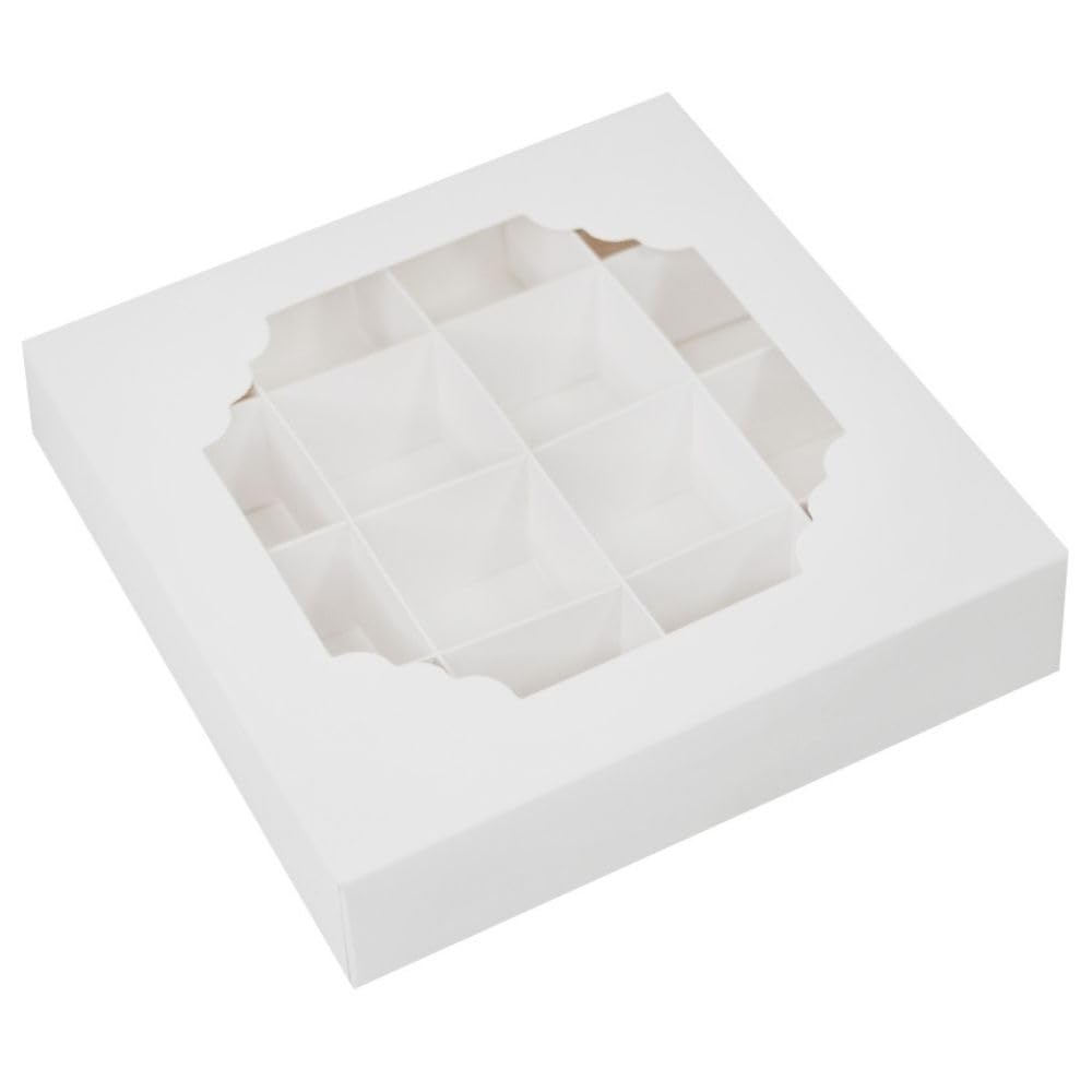 Simply Making Treat Boxes - Bulk Pack of 100 Boxes, Each with Space for 16 Treats - 15cm x 15cm x 3.5cm (White)