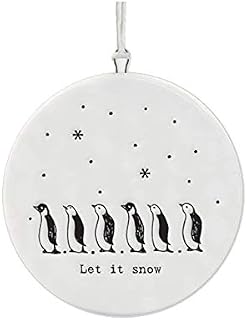 East of India Flat Porcelain Bauble Let it snow Penguins