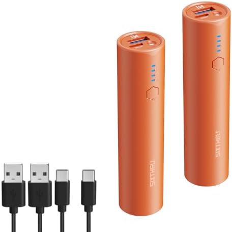 S03 Portable Charger, 5000mAh 2-Pack Small Power Bank with Fast Charging, USB-C Output Compatible with iPhone, Samsung, and More, Orange