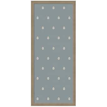 Kate and Laurel Framed Fabric Pinboard 18 x 42, Blue Botanical Block Print Linen Bulletin Board with Light Brown Frame