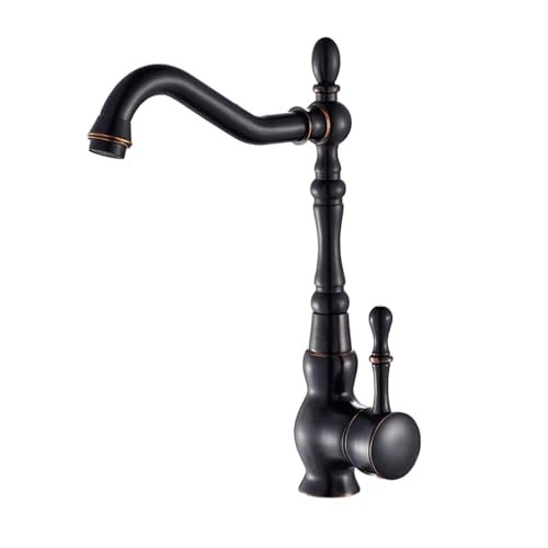 Mitigeur de lavabo en laiton noir antique eau chaude froide évier