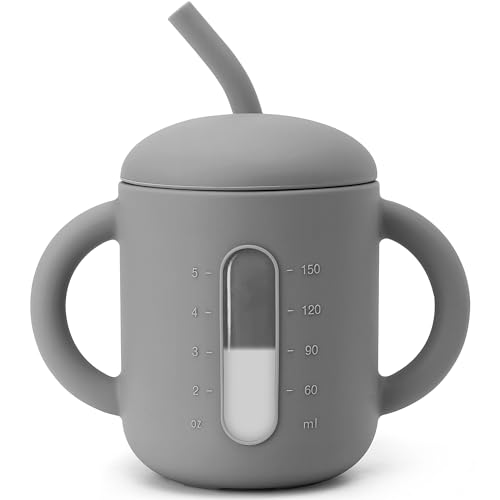 Image of SAMiGO Silicone Sippy Cup, Baby Straw Cup for 6 12 18 Months, Sippy Cup with Straw for Toddlers 1-3 Years, Baby Water Cup for Drinking and Training, 6 oz