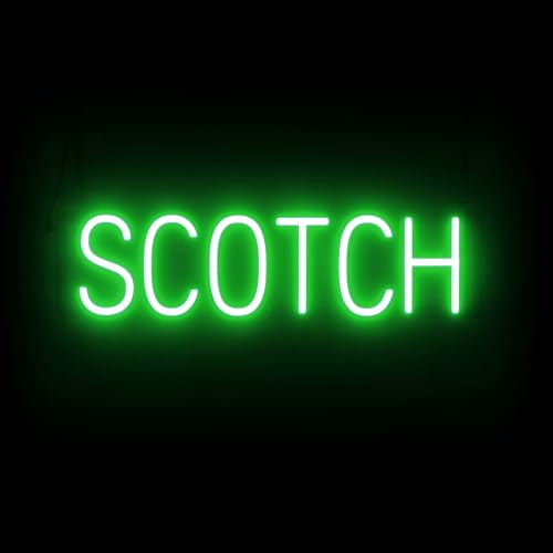 SpellBrite LED Neon SCOTCH Sign for Business - Green, 25" x 6"