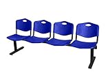 Asiento y respaldo en pvc color azul sistema de enganche en forma de u al chapón de hierro estructura de las patas de tubo rectangular 80x40 mm de 1, 2 mm de grosor