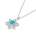 SHOPISRAEL.COM Star of David Necklace – Sterling Silver Pendant with Blue Opal and Cubic Zirconia, Unisex Jewish Necklace, Gift for Hanukkah or Bar/Bat Mitzvah, Includes Gift Pouch