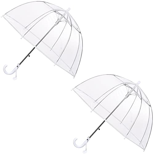 RONIARE 2 Pack Kids Clear Bubble Umbrellas for Rain Dome Windproof Umbrella Safety for Kids Girls and Boys Clear