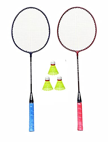 Image of Badminton Racket Single Shaft 2 PC with Free 3 Shuttle Corks