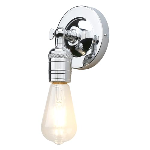 Image of Phansthy Wall Lamps Single Wall Sconce Light Industrial Wall Sconce Lighting Wall Mount Light Wall Decorative Lighting for Kitchen Living Room Hallway Bathroom Vanity (Chrome)