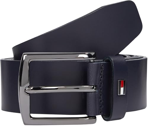 Tommy Hilfiger Herren Gürtel Denton 3,5 cm Ledergürtel, Blau (Space Blue), 95 cm