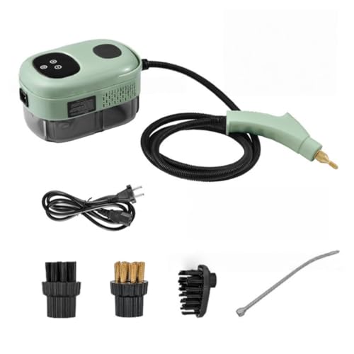 NYHGOXM ポータブルスチームクリーナー 高温スチームで除菌・ダニ対策に!布団クリーナーとしてマットレス/カーペット/ソファのトコジラミ退治や、車内/キッチン/バスルームのリンサークリーナーとしても活用できる多機能スチーム掃除機 (グリーン,ブラシヘッ