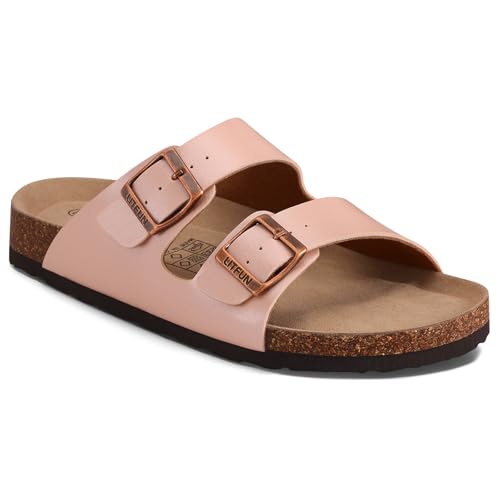 Image of Litfun Unisex Cork Footbed Sandal Summer Slip On Slide Sandals with Adjustable Buckle for Women Men
