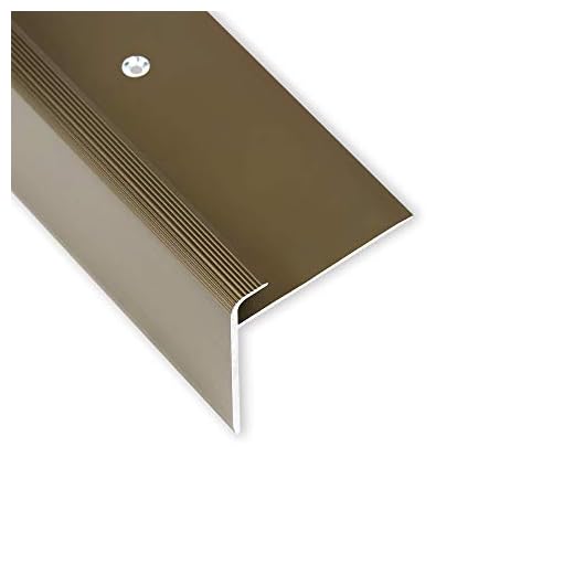 Toolerando Nez de marche | Cornière pour escaliers - 90 cm, Forme F, 53 x 50 mm, Montage par vis, Bronze