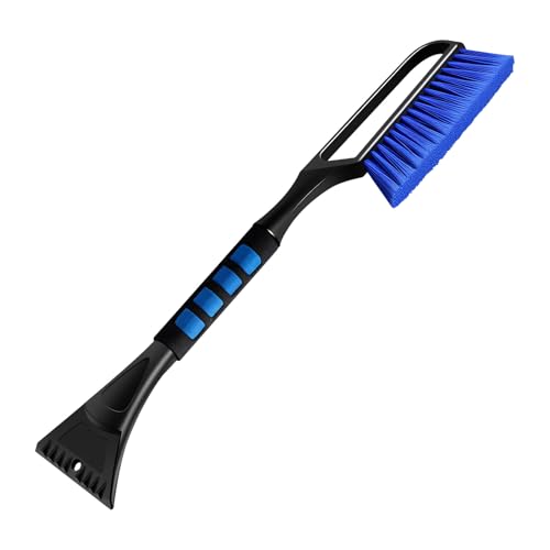 Cepillo de nieve con raspador de hielo para coches, rasqueta de nieve y cepillo para coche, rasqueta de nieve extraíble con mango ergonómico de espuma, herramienta de limpieza de ventanas para