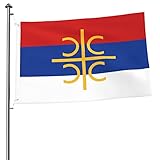 Serb Flag With Cross And Firesteels Flag 2x3 Ft Double Sided Durable Outdoor Home Yard Farmhouse Decoration Banner