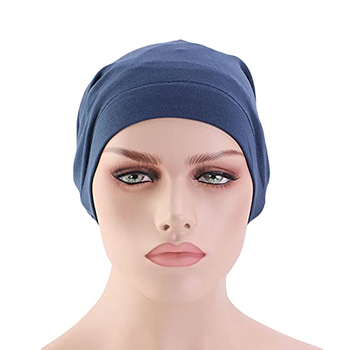 Funien Cotton Silky Lined Sleep Cap for Curly Hair Stay All Night for Women Black