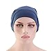 Funien Cotton Silky Lined Sleep Cap for Curly Hair Stay All Night for Women Black