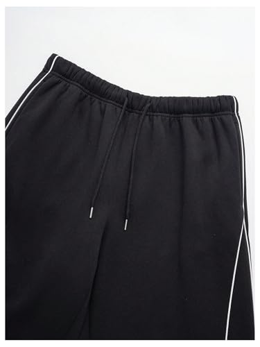 OYOANGLE Men's Casual Loose Fit Straight Leg Sweatpants Contrast Color Binding Basketball Pants with Pockets4