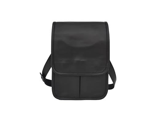 12 Inch Black Leather Messenger Crossbody Bag Fits A4 Documents, Men Women Teens Satchel Handbag Sling Shoulder Bags3