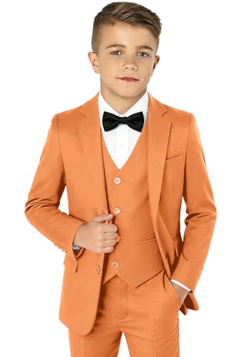 Image of Boy Suits 5 Pieces Formal Suit Set with Adjustable Waist Kids Dress Suit for Wedding Prom