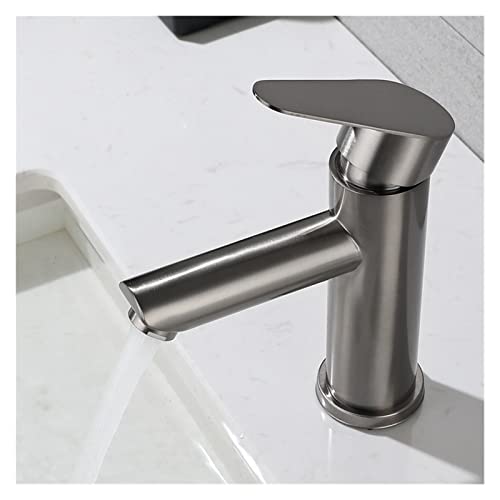 Robinet de salle de bain anti-trace en acier inoxydable gris pour vasque