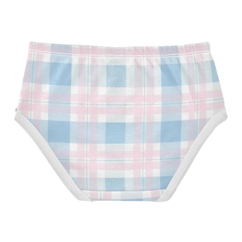 Girls' Panties Organic Cotton Toddler Underwear for Kids Pastel Plaid Pattern File in Sizes 2T,3T, 4T, 5T, 6Y and 8Y2