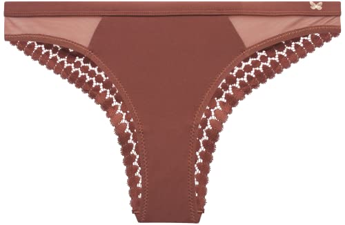 Jessica Simpson Women's Tanga Underwear - 3 Pack/6 Pack Soft Microfiber Lace Back Panties - Breathable Underwear for Women