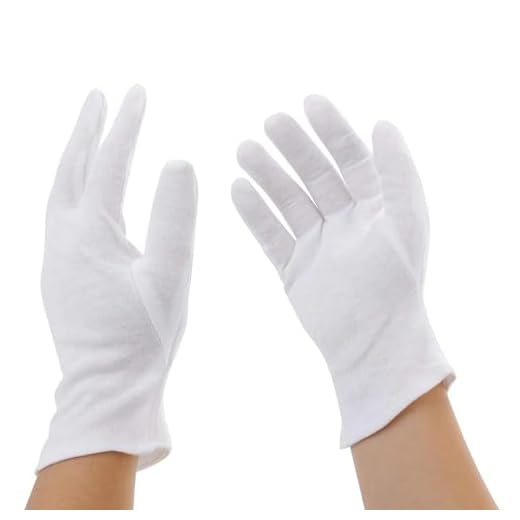 Incutex 3 pares de guantes de tela de algodón, blancos, talla: M