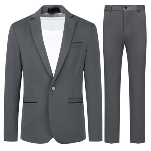 Allthemen Herren Anzug Stretch 2 Teilig Herrenanzug Slim Fit Business Hochzeitsanzug 1 Knopf für Männer Grau L Allthemen Herren Anzug Stretch 2 Teilig Herrenanzug Slim Fit Business Hochzeitsanzug 1 Knopf für Männer Grau L