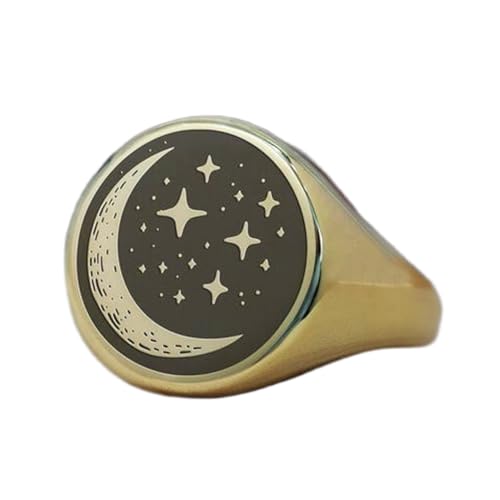 Bague ciel nocturne en argent 925 doré, chevalière vintage faite main
