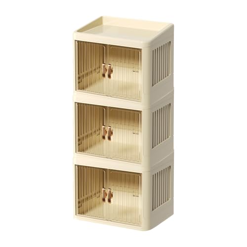 Boîtes de rangement pliables 52,5cm en blanc avec double porte et tiroir