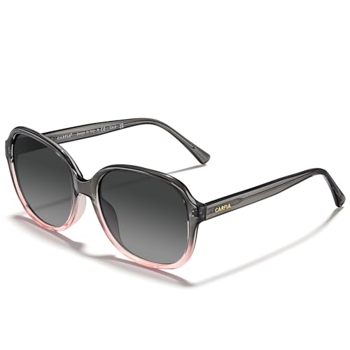 CARFIA Acetate Polarized Sunglasses for Women UV Protection Retro Trendy Big Sunnies CA2024