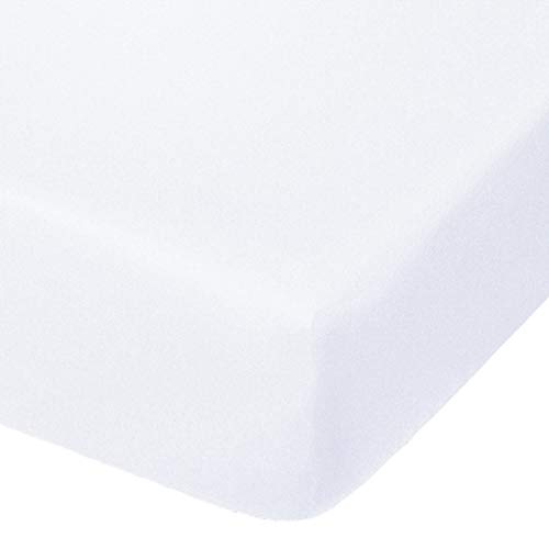 Image of NTBAY 100% Brushed Microfiber Fitted Crib Sheet, Super Soft and Cozy 28x52 Crib Sheet for Standard Crib and Toddler Mattresses, Boys, Girls, Unisex, White, 28x52 Inches