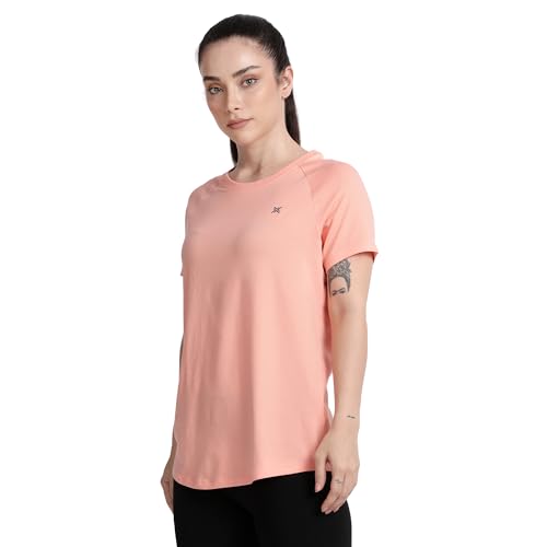 Image of Lavos Women's Regular Fit T-Shirt with Half Sleeve Round Neck, Bamboo & Cotton Gym, Yoga and Sports Wear for Women