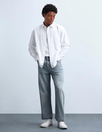 Image of Flying Machine Men's Oversized Fit Shirt | Solid | Long Sleeves | Shirt for Man