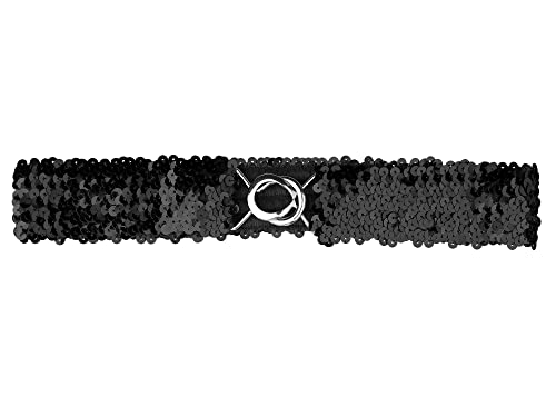 Allegra K Womens Plus Size Stretchy Skinny Waist Belts Shiny Sequins Decor Elastic Belts for Dresses