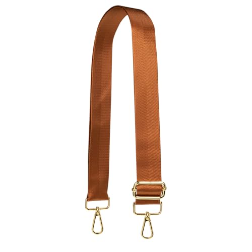 Substituição de alça de bolsa ajustável estilo nylon de 3,8 cm, Marrom, ferragens douradas, 1.5' W x 57' L