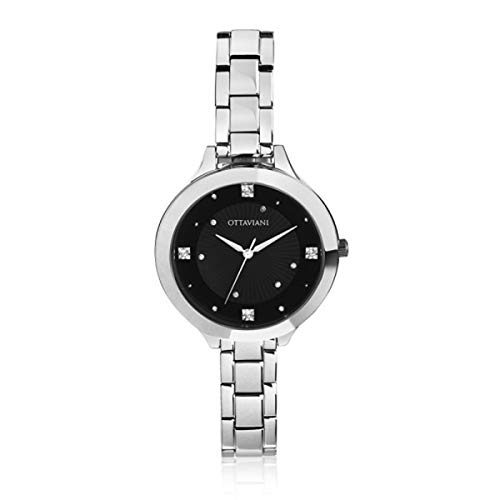 Montre-bracelet pour femme OTTAVIANI 15386BL, l'éclat de l'acier et des cristaux de luxe