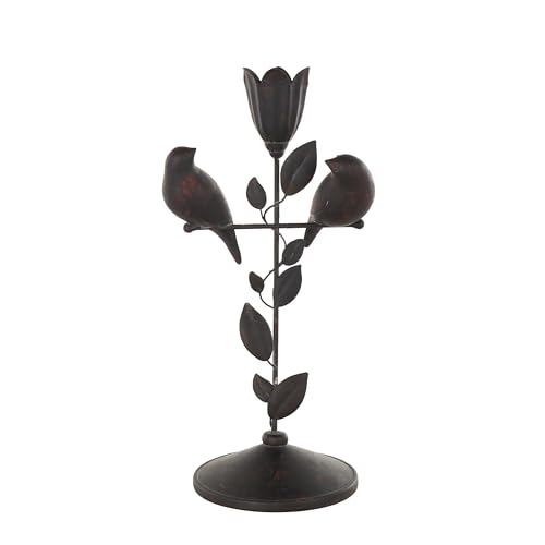 Escultura decorativa de pájaro polystone negra 7x6x14 in miniatura 7