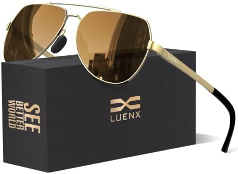 LUENX Aviator Sunglasses for Women Men Polarized Lens with Accessories - UV 400 Protection 60MM