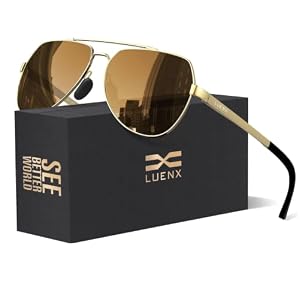 Luenx Aviator Polarized Sunglasses Men Women Classic UV400 Driving | Big Head Fit,Lightweight,Adjustable Nose Pads,Spring hinges,Anti-slip,Impact-resistant,Scratch-Resistant,Gift-Ready Set