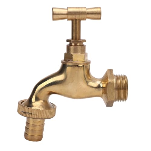 Garden Hose Valve Brass Shut Off Valve G1/2 Inch Male Thread Inlet 14mm Male Thread Outlet for Irrigation System Water Flow Control Durable Full Brass Construction