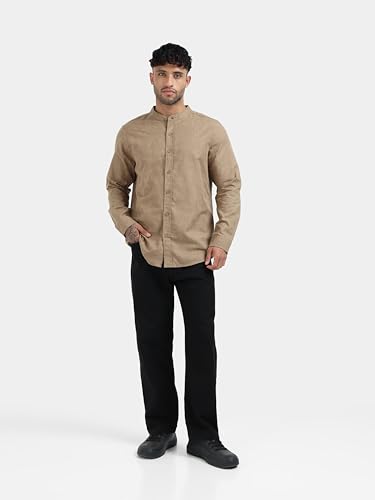 Image of StitchX Men's Full Sleeve Mandarin Collar Jacquard Shirt