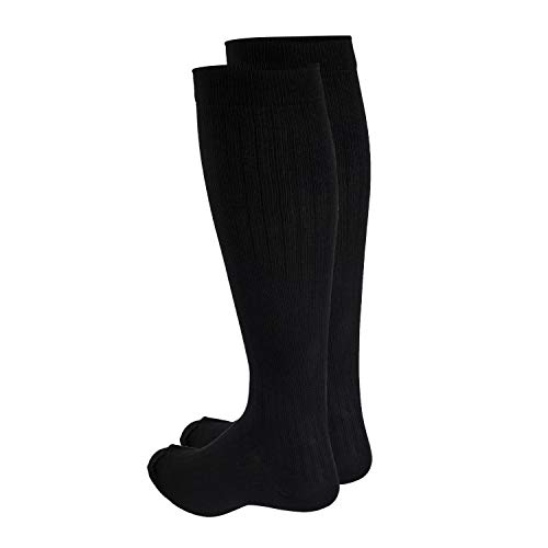 Image of NuVein Men's Compression Socks, 8-15 mmHg Support, Dress Trouser Style, Over Calf Knee High, Black, X-Large