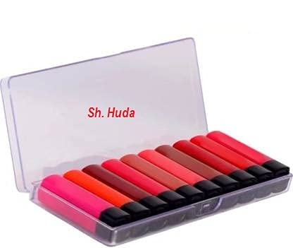 Sh. Huda Soft Mini Matte Travel Friendly & Long Lasting Pocket Lipstick Combo (Set of 10 Mini Lipsticks) Matte Finish - Multicolor