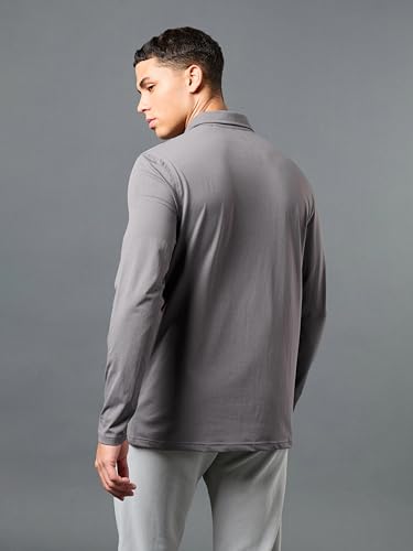Image of TECHNOSPORT Mens Slim Fit Solid Full Sleeve Cotflex Polo T-Shirt for Regular and Casual Uses