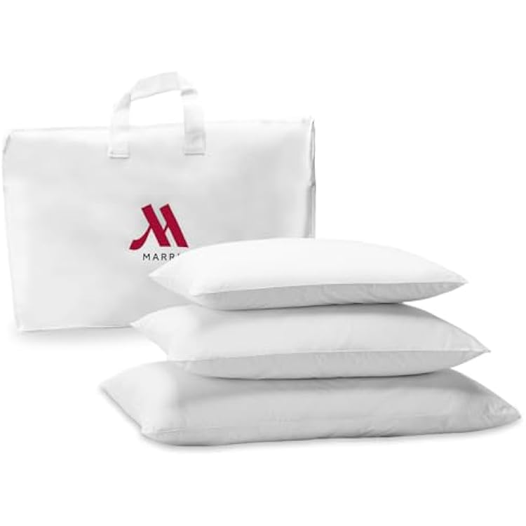 Marriott Hotel Down Alternative Eco Pillow - Luxury Hotel Pillows with 100% Recycled Fill - Down Alternative Pillow for Sleeping - Original Hotels Bedding - Set of 2 - Queen