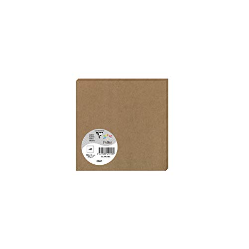 Clairefontaine - Ref 29018C – Pollen Kraftkarton (25 Stück) – 135 x 135 mm groß, 210 g/m² Karton, säurefrei, kompatibel mit Laser- und Tintenstrahldruckern – Kraftpapier-Finish