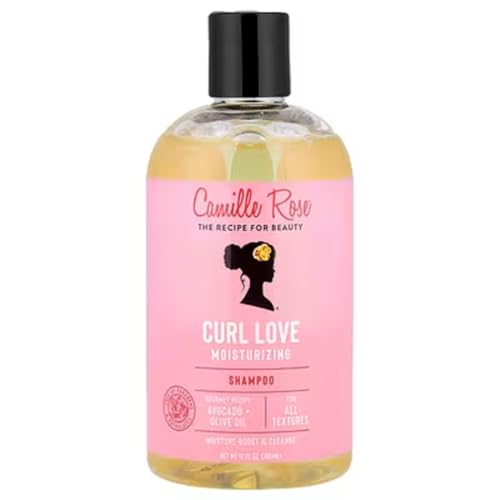 Camille Rose Curl Love Shampoo, with Olive Fruit & Avocado Oils and Aloe Leaf Juice to Cleanse, Moisturize and Hydrate, for All Hair Textures, 12 fl oz