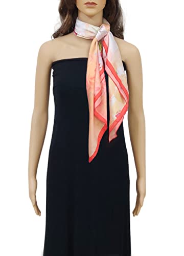Image of Satin Silk Women's Large Square Floral Fashion Scarf | Soft satin silk neck scarf, head scarf, hair scarf, bandana, wrap, hijab, lightweight fashion accessory